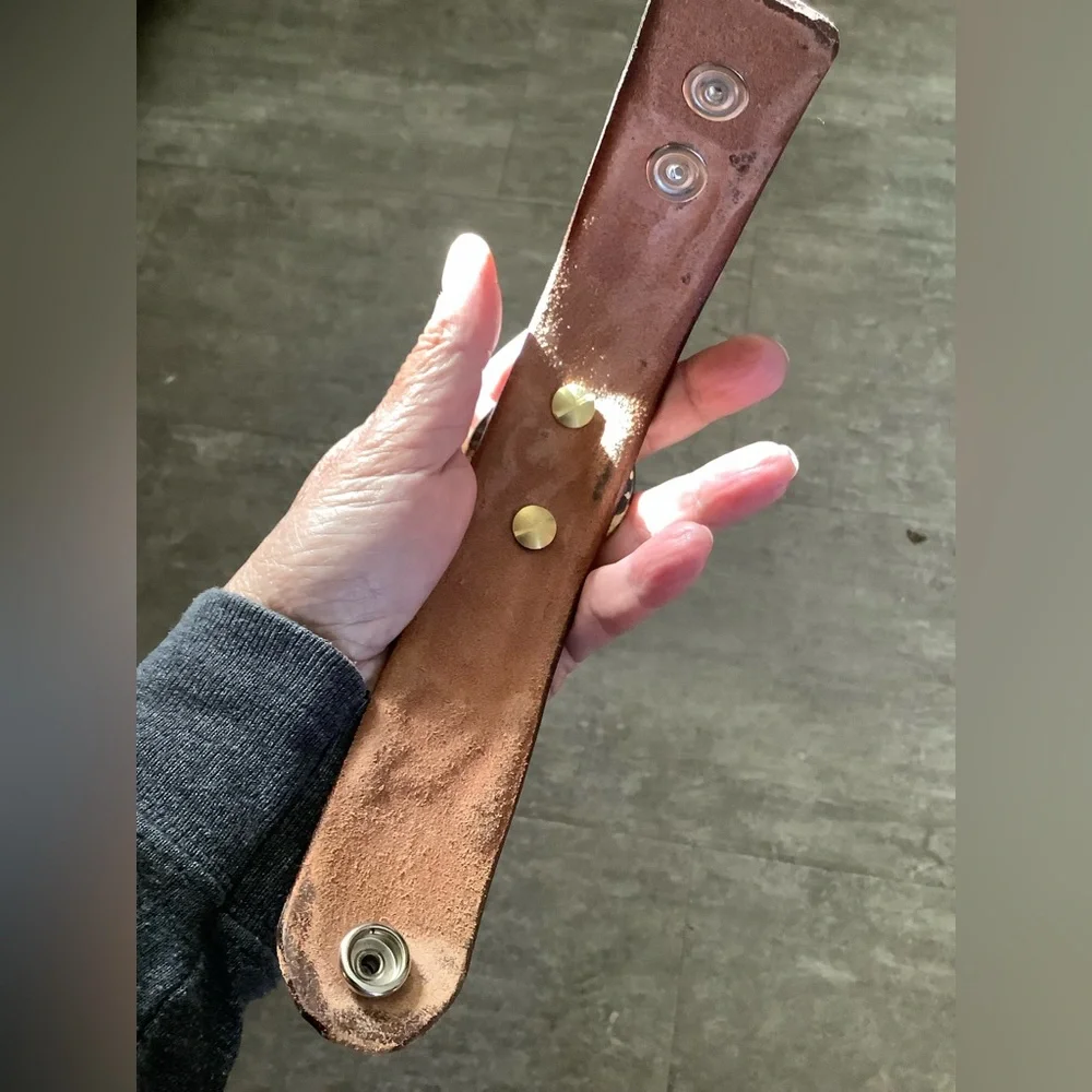 Tooled Leather Cuff  , Indian concho, adjustable